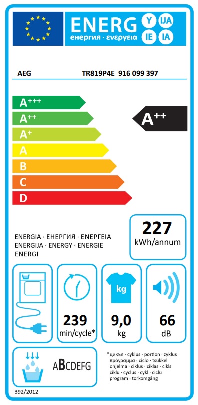 Džiovyklė AEG TR819P4E