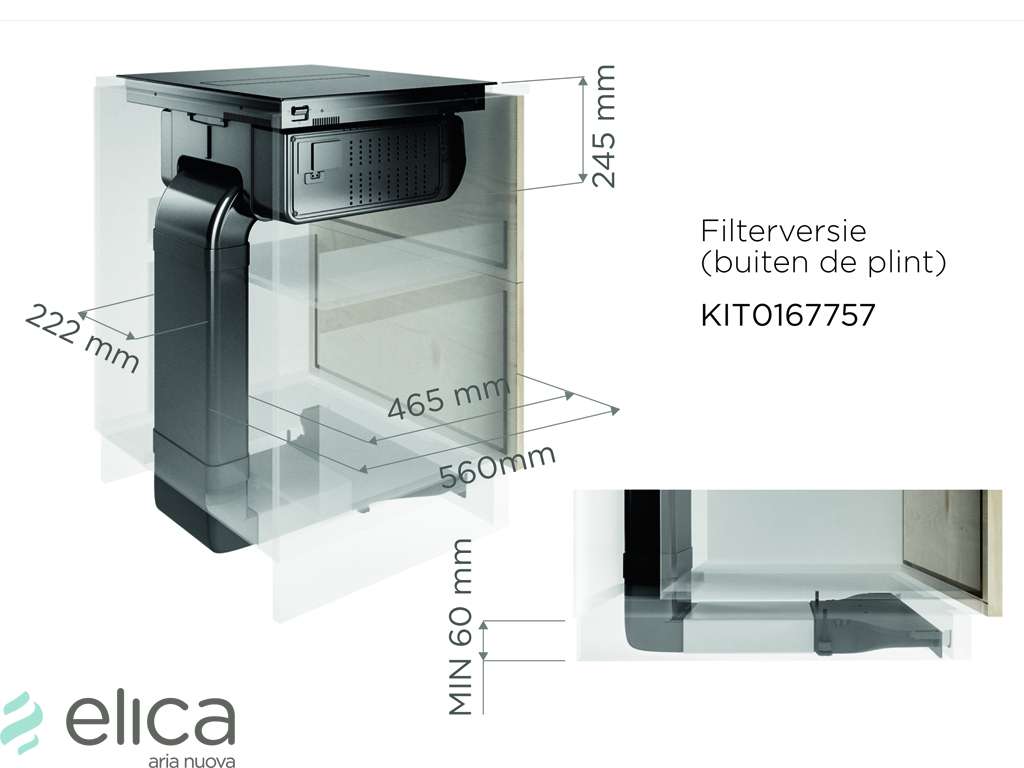 Gartraukio priedas ELICA Recycling kit plinth-out for Nikolatesla FIT / FIT 3Z / FIT XL / PRIME S / ALPHA (Filters included)